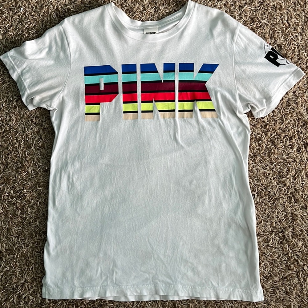 White PINK tee
